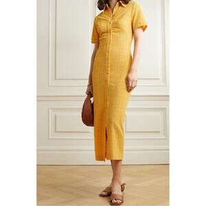 Nanushka Sabri Midi Dress In Yellow Check Size L NWT Light Academia Cottagecore